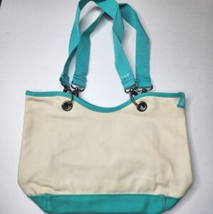 NWOT Thirty-One Mini Canvas Crew Cream Teal